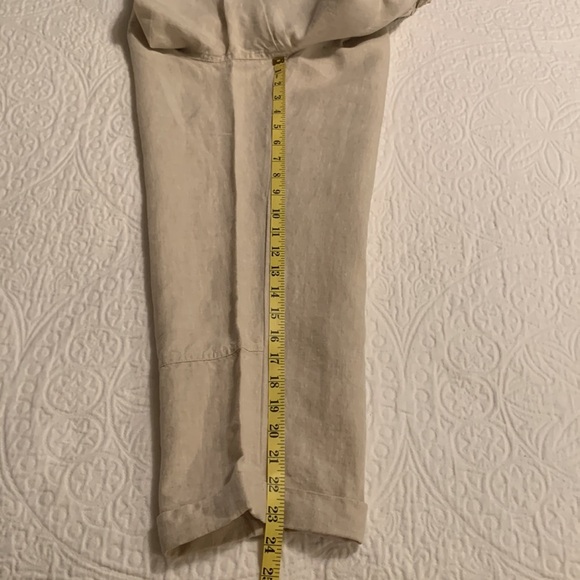 Linen Natural Rolled Hem Crops - Picture 14 of 14